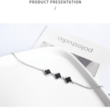 Load image into Gallery viewer, 925 Sterling Silver Shinning Bracelet For Women With Black Clover Shape